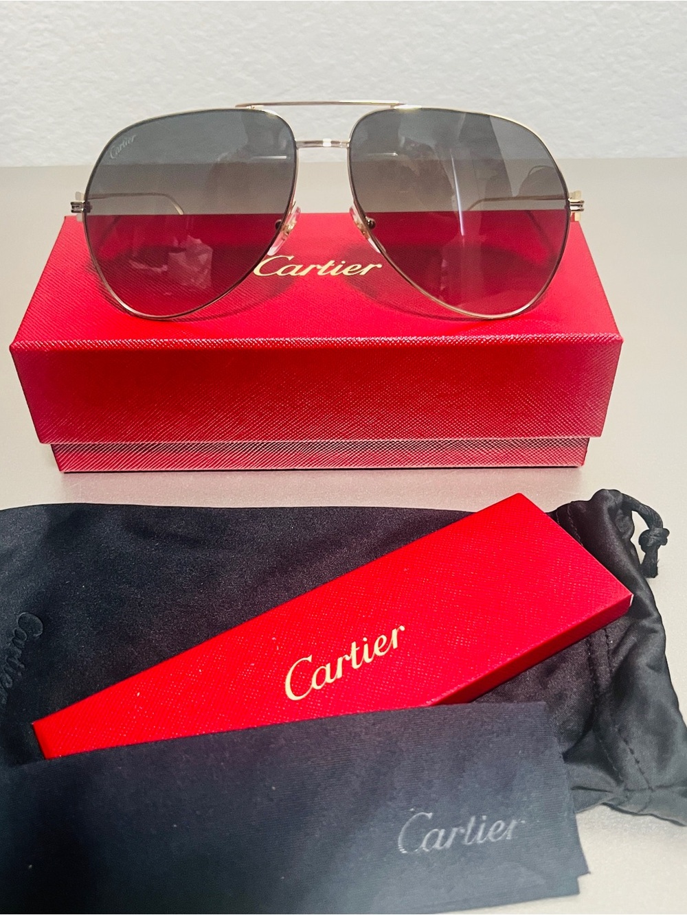 NIB Cartier Pilot Unisex CTO110S 009 Sunglasses with Certificate